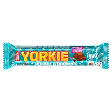 Yorkie DUO Biscuit & Brownie Flavour Milk Chocolate Bar 66g