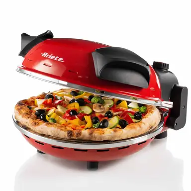 Ariete Pizza Oven - 1200W Vermogen - Bakt Één 32cm Pizza - Instelbare Timer - Max 400 Graden - Rood