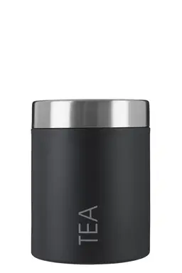 Premier Housewares schwarze emaillierte Tee-Dose, robuste Metall-Aufbewahrungsdose mit glänzendem Finish und luftdichtem Deckel, hält Tee frisch