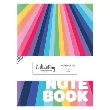 Noteworthy A5 Notebook Set Rainbow, Pack of 3