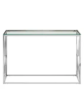 Interiors by Premier Console Table Allure Cross Square Silver Finish/Glass