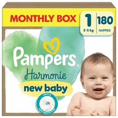 Pampers Harmonie Pants Maat 1 – 180 Luierbroekjes (Maandbox)