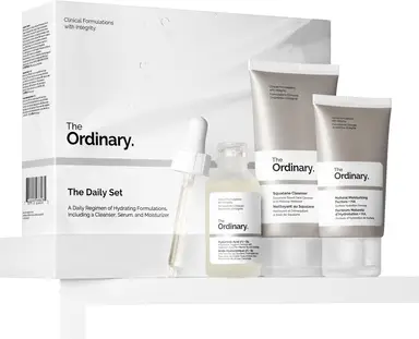 The Ordinary Dagelijkse Skincare Set (Squalaan Reiniger - 50ml + Hyaluronzuur 2% + B5 (met Ceramiden) - 30ml + Natuurlijke Vochtinbrengende Factoren + HA - 30ml)