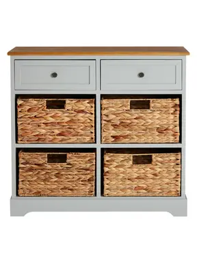 Interiors by Premier Storage Unit Vermont 2 Drawers 4 Baskets Grey/Natural