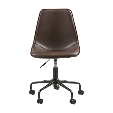 HOUSE NORDIC Chaise de bureau pivotante en cuir PU avec pieds noirs - Marron foncé