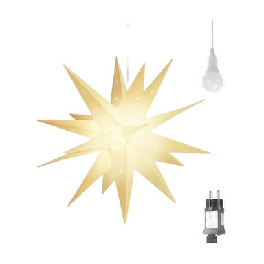 SALCAR Étoile lumineuse blanche 3D avec lumière LED blanche chaude, lumière d'étoile pliable pour la décoration de Noël de fenêtre et de maison.