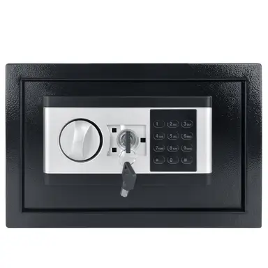 Mini Tresor Möbeltresor für Zuhause, Hotelsafe aus Eisenstahl mit Digitalpasswort, 2 Sicherheitsschlüssel, Batteriebox und Alarmfunktion S | Tresore & Tresorzubehör