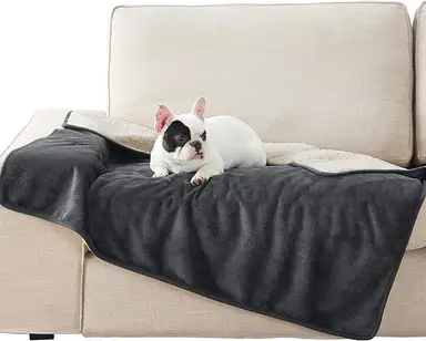 LesureWasserdichteHundedecke，OutdoorWaschbareHundedecke，Sofaschutz，Sherpa-Fleece，FlauschigeundWeicheKatzendecke，fürGroßeHunde，100x120cm，Dunkelgrau