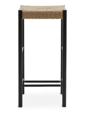 Interiors by Premier Bar Stool Bandar Beech Wood & Hemp Rope Black/Natural