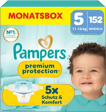 Pampers Premium Protection Größe 5 Junior 11-16kg Monatsbox 152 Stück