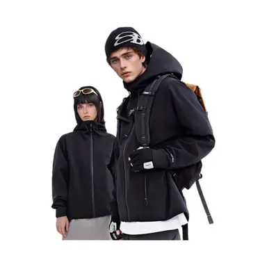 ochama 【Pangolin 500 Series】 Stretchy Soft Shell Jacket Unisex in Obsidian Black S