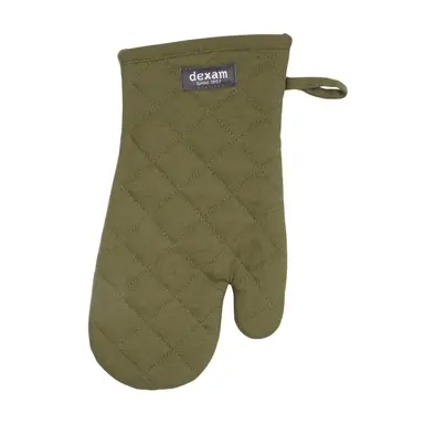 Dexam Single Oven Glove Love Colour 100% Cotton Olive Green