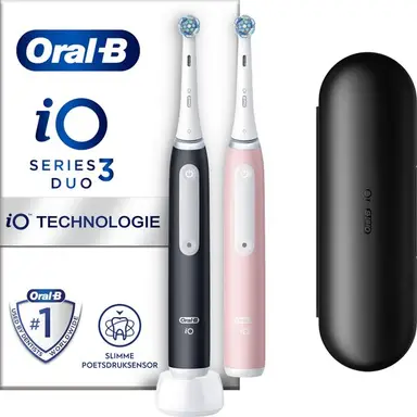 ORAL-B IO3 DUO Elektrische Tandborstel ZWART/ROZE 2 stuks