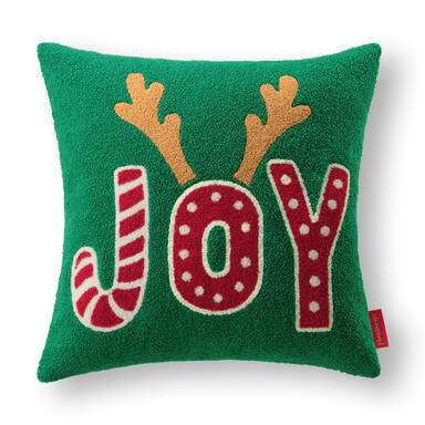 PHANTOSCOPE Pack of 1 Christmas Throw Pillow Covers, Plush Sherpa Fleece Reindeer Cushion Soft Velvet Xmas Tree Decorative Pillows for Couch, Green and Red, 18 x 18 inch