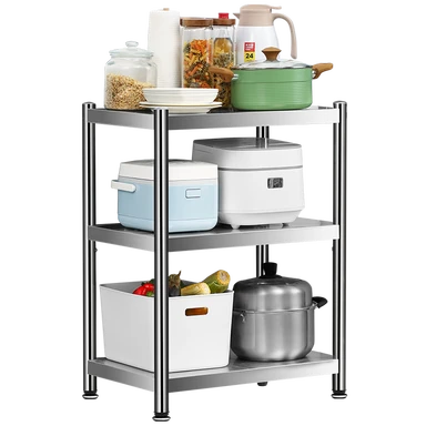 COOKER KING 3 Layer Kitchen Countertop Microwave Stand Appliance Organizer Rack Pull Out Sliding Shelf Adjustable Height