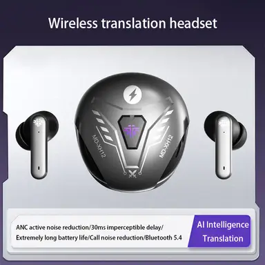 Voxis XH12 Noir AI Translation Headset Support de traduction en temps réel 150 Chinese Bluetooth Gaming Cool Headset pour l’étude, les voyages, les affaires