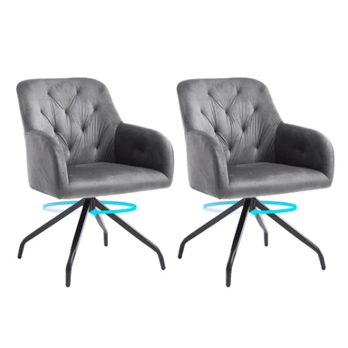 Kaufhof eetkamerstoel fluweel draaibaar 2-delig set, grijs