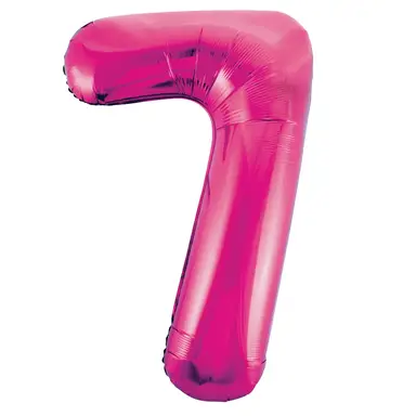 Unique Party Giant Number 7 Balloon, Pink, 86cm