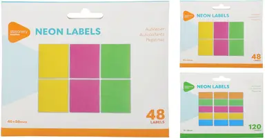Neonfarbene Etiketten (zwei Größen zufällig geliefert)
