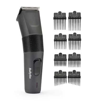 Babyliss Power Precision Hair Clipper – Corded Mains Power, Diamond-Sharpened Blades, 10 Cutting Guides, Easy Clean – Black/Silver, 7755U