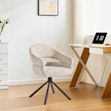 CLIPOP Single Swivel Dining Chair Fabric Modern Accent Armchair with 360-Degree Rotation Base Upholstered Occasional Tub Chair for Living Room Bedroom Reading (1, cream)