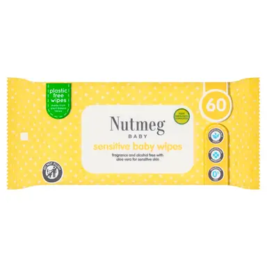 Nutmeg Sensitive Baby Wipes 60 Wipes per Pack