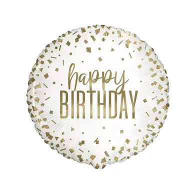 Unique Party Confetti Gold Birthday Balloon, 45cm