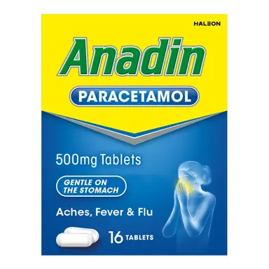 Anadin Paracetamol Pain Relief Tablets - 16 Tablets