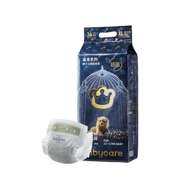 BC Babycare Couches bébé Royal Lion Kingdom, légères, douces, anti‑fuite et haute absorption, XL pour bébés de plus de 12 kg, 36 lingettes