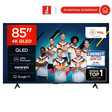TCL 85T69C QLED Fernseher, 85 Zoll, 4K HDR, Smart TV mit Google TV, Dolby Vision & Atmos, Game Master, Motion Clarity, Google Assistant & Alexa