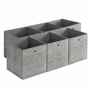 JOYFURNOS Opbergdozen, Set van 6, Organizerdozen van Vliesstof met Handvat, Opbergdozen, 33 x 33 x 33 cm, Organizerdoos, voor Kubusrek, Grijs