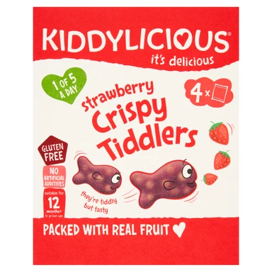 Kiddylicious Strawberry Crispy Tiddlers 12+ Months 4 x 12g