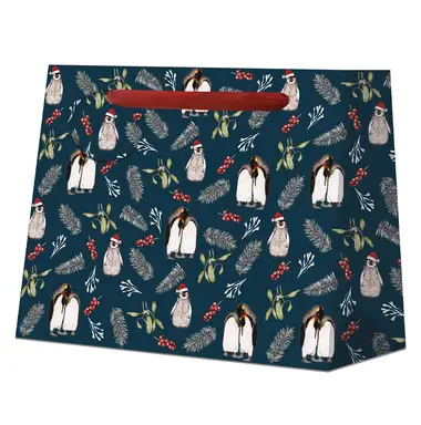 Toasted Crumpet Penguins Noir Large Gift Bag