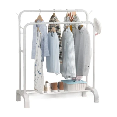 ochama Kleiderständer - zwei Kleiderstangen - Garderobenstangen für drinnen und draußen - Wohnzimmer, Balkon, Schlafzimmer - Einfach, Weiß