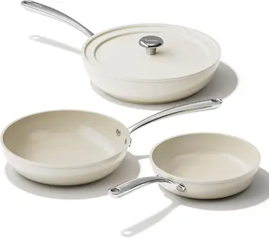 Redchef Pearl Series 4-Piece Set  20cm Frying Pan, 24cm Frying Pan, 28cm Frying Pan, White Exterior, Brown Interior