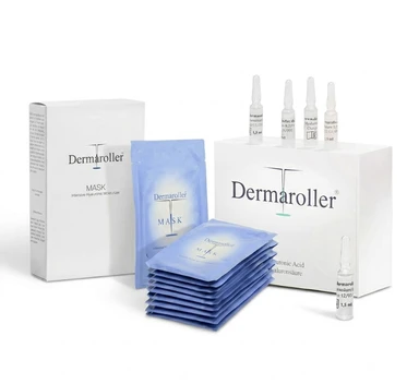 Dermaroller Intensives Hyaluronsäure-Feuchtigkeitsset: 30 Ampullen + 10 Gesichtsmasken