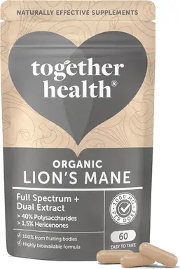 Together Health - Organic Lion's Mane 1000mg - Dual Extract Fruiting Bodies - 60 CAPS