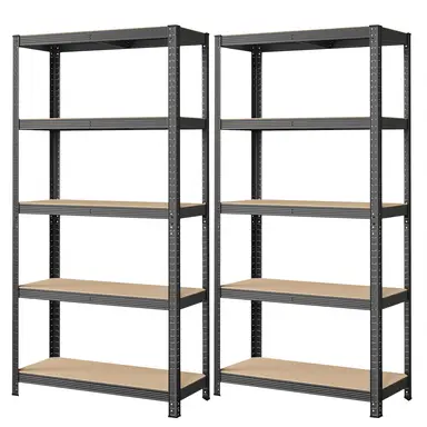 SONGMICSHOME  5-Tier Shelving Units Set of 2, Steel Shelving Unit for Storage, for Garage, Shed, Grey