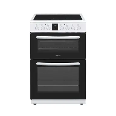 Haden HE65DOPW 60cm Ceramic Electric Cooker With Double Oven, White, A Rated