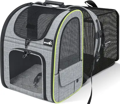 Pecute Katzenrucksäcke, erweiterbarer Katzenrucksack mit atmungsaktivem Mesh, Haustiertasche für Katzen und kleine Hunde bis zu 7,7 kg, ideal für Reisen, Wandern, Camping und Outdoor-Aktivitäten