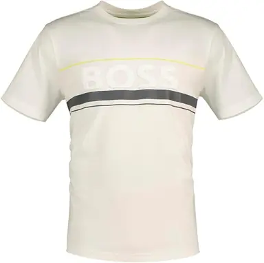 BOSS Cotton-jersey T-shirt with Stripes and Logo - White