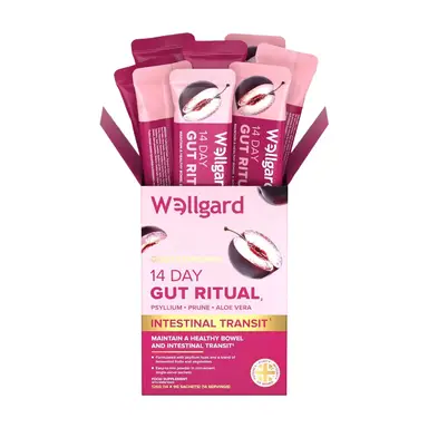 Wellgard 14 Day Gut Ritual Fibre + Digestive Enzyme Powder Plum - 14 Sachets