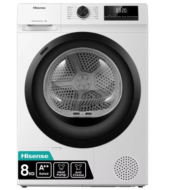 Hisense 1 Series Anti Crease DH1Q802BW2 8kg Heat Pump Tumble Dryer - White - A++