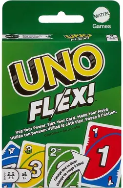 Mattel Games UNO Flex, HMY99, UNO Card Game for the Family, More Variety through Power Cards, Perfect as a Children's Game, Travel Game or Game for Adults, for 2-10 Players, from 7 Years