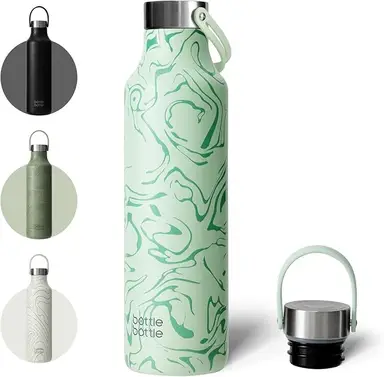 Bottle Bottle Gourde de sport en acier inoxydable avec poignée green valley 600 ml