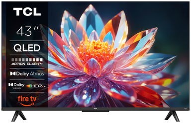 TCL 43T6C 43 inch QLED 4K HDR-tv, Fire TV (smart-tv met Dolby Vision en Atmos, HDR10+, druk op de knop en vraag Alexa)