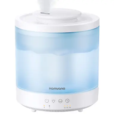 Homvana 1.8L Humidifier - Top-Fill, Cooling Mist, Aroma Diffuser Essential Oils, Fragrance Oil, Aromatherapy, Ultrasonic Nebuliser, Room Fragrance LED Diffuser, BPA Free