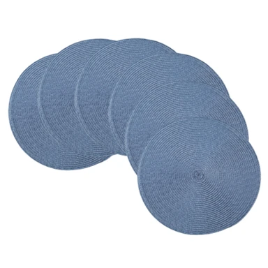 Set de 6 Sets de Table Ronds Tressés Zhongyuan Bleu Encre – Lavables, Antidérapants, 38 cm, Décoration de Table  
Set de Table Rond en PP
