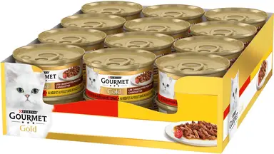 Purina Gourmet Gold Pâtée pour chat saveur bœuf et poulet, 85 g x 24 boîtes