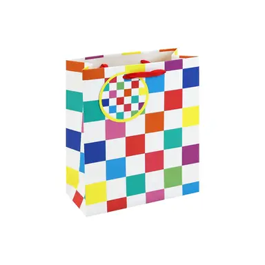Neon Checkerboard Gift Bag Medium 21.5 (W) x 25.3 (L) x 10.2cm (D)